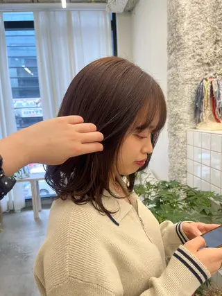 ミディアム カラー 🌼花屋併設🌼 木下奈々望のヘアスタイル