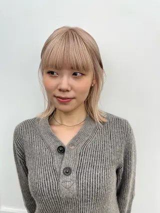 ミディアム カラー ムード造るハイトーン ケアブリーチ/ユウキのヘアスタイル