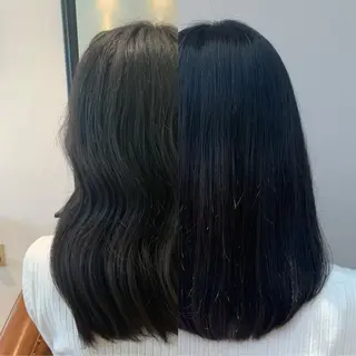 セミロング パーマ hub hair レイヤー/透明感のヘアスタイル