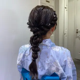 ヘアアレンジ エクステ🎀 暖色カラー🎀amiのヘアスタイル