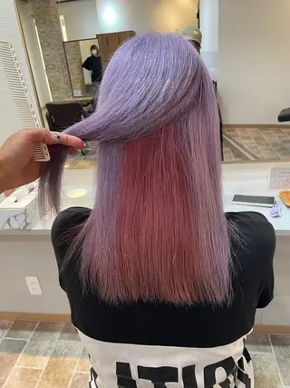 セミロング カラー YUI/ ブリーチカラー🌷のヘアスタイル