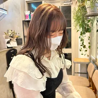セミロング カラー じゅわっと暖色カラー 🍊Moemiのヘアスタイル
