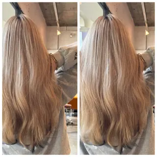 ロング カラー ハイライト/インナー /ブリーチ/レイヤーのヘアスタイル