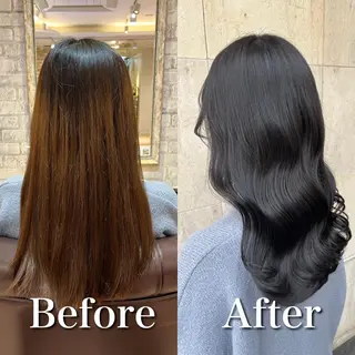 セミロング カラー ブリーチなし✨艶髪 カラー𓃲YAGIのヘアスタイル