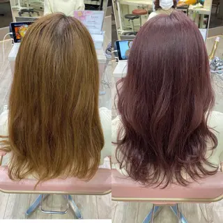 セミロング カラー 顔まわりカット🌟 くびれヘア/寺門遥輝のヘアスタイル