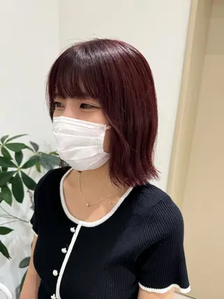 ミディアム カラー 透明感カラー ボブ ミディアム 齊木勇人のヘアスタイル