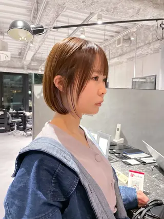 ショート 美髪矯正/艶カラー ボブ/栄/鐘ヶ江純也のヘアスタイル