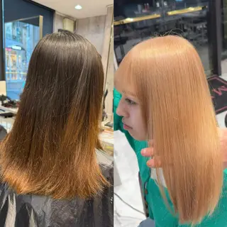 ミディアム カラー ヘアアレンジ 【🥀履歴修正🥀】 ハイトーン職人/拓真のヘアスタイル