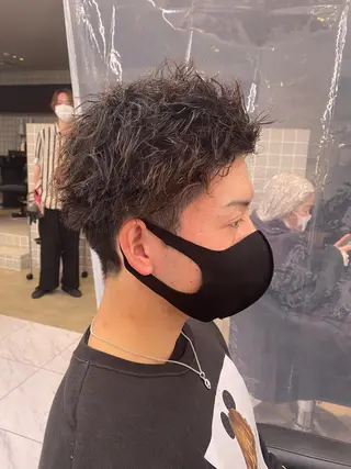ミディアム パーマ ヘアアレンジ メンズ メンズ特化 水口湧太のヘアスタイル