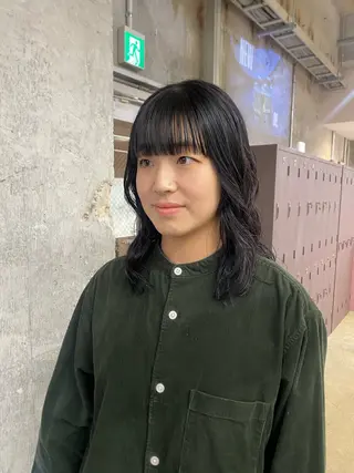 ミディアム カラー パーマ 暖色カラー/オリーブ /ミニボブ/白柳美空のヘアスタイル