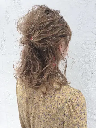 セミロング カラー ヘアアレンジ 韓国ヘア/レイヤー /透明感カラー❤️のヘアスタイル