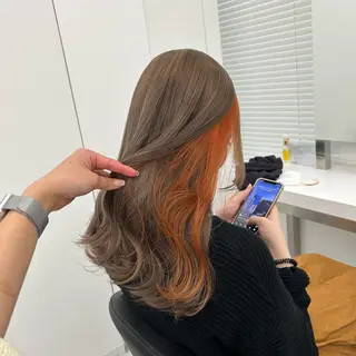 セミロング カラー ヘアアレンジ mai🍑暖色カラー /レイヤー💖のヘアスタイル