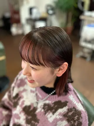 ミディアム カラー 💜推しインナー カラー/菊池柊真💜のヘアスタイル