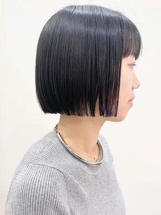 ミディアム 石山 /切りっぱなしボブのヘアスタイル