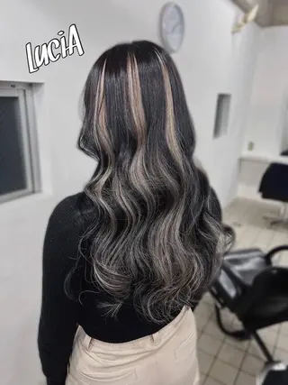 ロング ヘアアレンジ カラー LuciAエクステ カラー3000セラのヘアスタイル