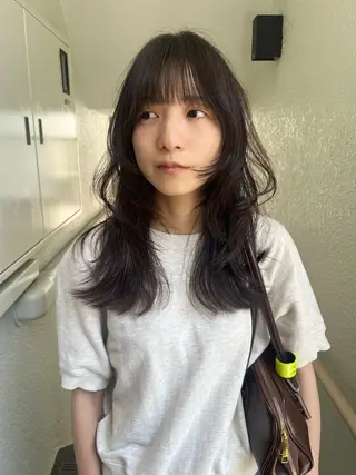 ロング カラー レイヤーカット🍏 オリーブ/ののかのヘアスタイル