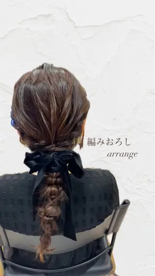 ヘアアレンジ 艶暖色カラー🍒 縮毛矯正ほののヘアスタイル