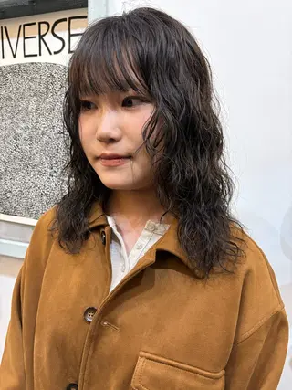 ミディアム カラー パーマ 無料カット/ 癖毛風パーマ/凜のヘアスタイル