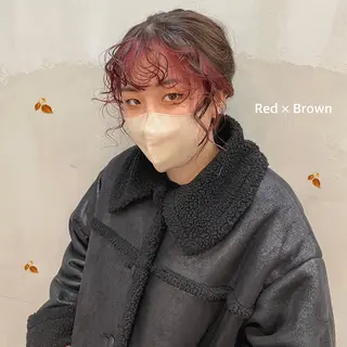 セミロング カラー ヘアアレンジ SOURCE 茶屋町　奥井杏奈のヘアスタイル