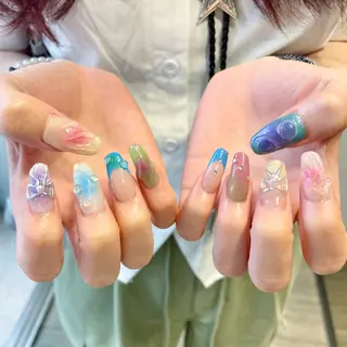 ネイル 🫧飛山琉桜/二条 ネイルアート/束感のマツエク・マツパデザイン