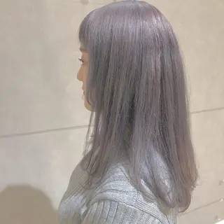 セミロング カラー パーマ ヘアアレンジ ハイトーン特化🤍 浦住のヘアスタイル
