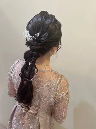 ロング ヘアアレンジ ボウ🪞ヘアセット /メイク/マツパのマツエク・マツパデザイン