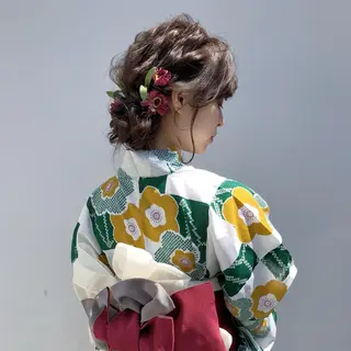セミロング ヘアアレンジ 卒業式お呼ばれ🕊️ ヘアセット✴︎ミキのヘアスタイル