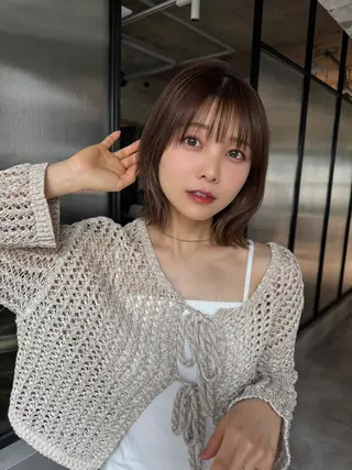 ミディアム ボブ/地毛風縮毛矯正 茉青🤍新宿代々木のヘアスタイル