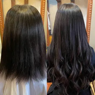 ロング シールエクステ/ ハイトーンカラーのヘアスタイル