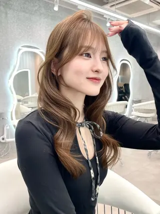 セミロング カラー 縮毛矯正ブリーチなし 🍒❤ゆうきのヘアスタイル