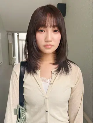 セミロング カラー レイヤーカット🍏 透明感カラー/ののかのヘアスタイル