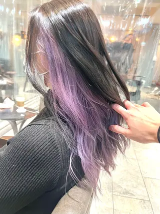 セミロング カラー ヘアアレンジ 🌈インナーカラー ‘ショウマ’🌈のヘアスタイル