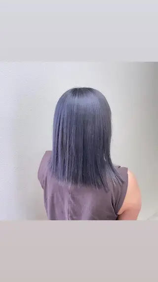ミディアム カラー パーマ ヘアアレンジ メンズ キッズ ネイル マツエク・マツパ 切りっぱなしヘアボブ ミディアムヘアRYOのヘアスタイル