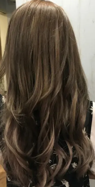 ロング カラー パーマ ヘアアレンジ チビ編み込みエクステ シールEXどぅ〜すのヘアスタイル