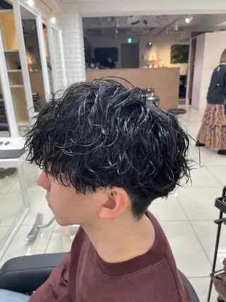 ショート パーマ 【シャドウパーマ センターパート】義心のヘアスタイル