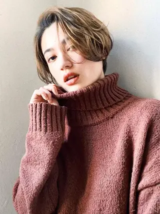 ショート カラー ヘアアレンジ ブリーチダブルカラー ハイライト/山本喜熙のヘアスタイル