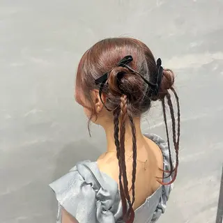 セミロング ヘアアレンジ ブリーチ×透明感カラ ー 大分 Keigoのヘアスタイル