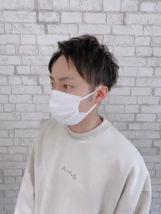ショート ヘアアレンジ メンズ ブリーチなし艶カラー 東家のヘアスタイル