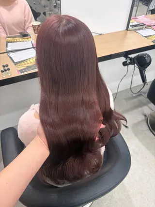 ロング カラー 💗愛され暖色💗 ピンク/レッド💗のヘアスタイル