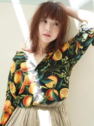 ミディアム カラー 花井 啓好のヘアスタイル