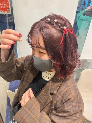 カラー ゆるふわパーマ🌼 アレンジ🌼リョウカのヘアスタイル