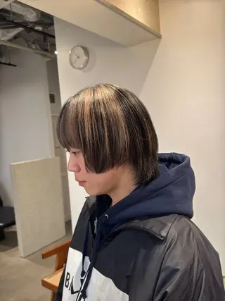 ミディアム カラー シャドウパーマ No.1うえちりくのヘアスタイル