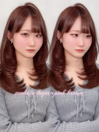 ミディアム MAO🖤レイヤー ／髪質改善カラーのヘアスタイル