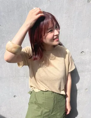 セミロング カラー 暖色カラー/ピンク カラー/HARUKAのヘアスタイル