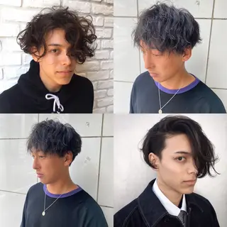 ショート パーマ メンズ ハイトーン/ ボブ 中村麟のヘアスタイル