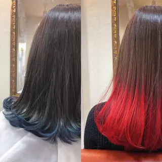 セミロング カラー 長岡 俊樹のヘアスタイル