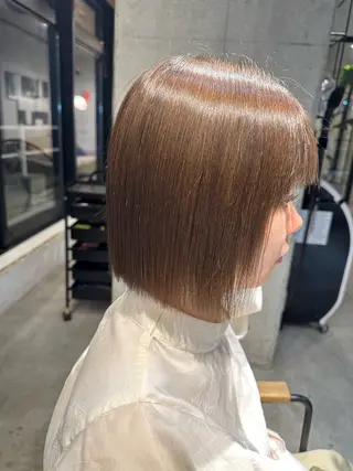 ショート 縮毛矯正/ベージュ 新潟/レイヤー/有紗のヘアスタイル