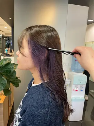 セミロング カラー ハイトーン/レイヤー 似合わせ・ユキノのヘアスタイル