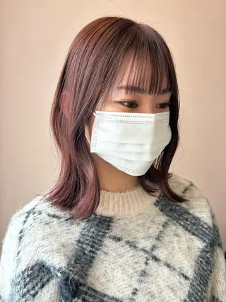 ミディアム カラー hub hair レイヤー/透明感のヘアスタイル