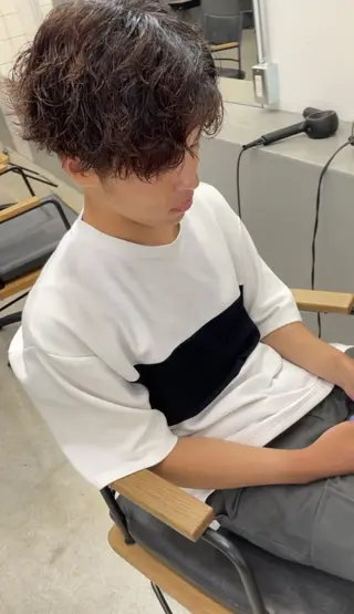 ミディアム パーマ メンズ メンズ専門サロン wokeのヘアスタイル